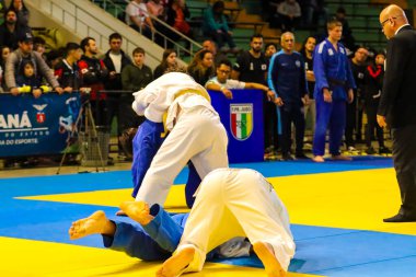 CURITIBA (PR), Brazil 09/28/2024- The 2024 Parana Judo Cup, which takes place on September 29th and 30th at the Taruma Gymnasium in the city of Curitiba PR (edson de souza / thenews2) clipart