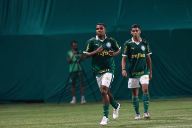 Sao Paulo (SP), Brezilya 09 / 30 / 2024 - Palmeiras 'lı Alan, Brezilya U-20 Futbol Şampiyonası' nın ikinci ayağı için geçerli olan Palmeiras ve Cruzeiro arasındaki maçtaki golünü kutluyor (leco viana / thenews2)