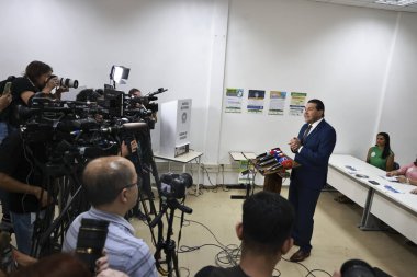 Sao Paulo (SP), Brezilya - TRE-SP başkanı Yargıç Silmar Fernandes 'in basın toplantısı ve TRE-SP' nin Rua Francisca Miquelina 'daki lobisinde oylama akışının gösterimi, 123, Bela Vista, başkentin merkezi (leco viana / thews2)