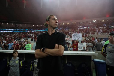 Rio de Janeiro (RJ), Brezilya 10 / 02 / 2024 - Corinthians teknik direktörü Felipe Luis, Flamengo ile Corinthians arasında oynanan 2024 Brezilya Kupası yarı finalinde Mario Filho Stadyumu 'nda (Maracana) oynandı.)