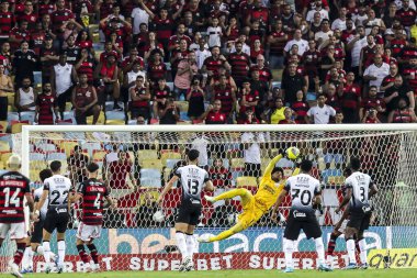 Rio de Janeiro (RJ), Brezilya 10 / 02 / 2024 - Corinthians kalecisi Hugo Moura, Flamengo ve Corinthians arasında oynanan 2024 Brezilya Kupası yarı finalinde Mario Filho Stadyumu 'nda (Maracana)