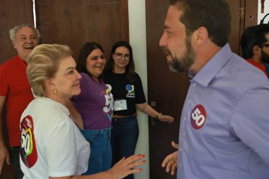 SAO PAULO (SP), Brezilya 10 / 06 / 2024 Belediye Başkan Yardımcısı Suplicy adayı belediye başkanı adayı Guilherme Boulos ve yerli halk bakanı (Leco Viana / Thenews2) 