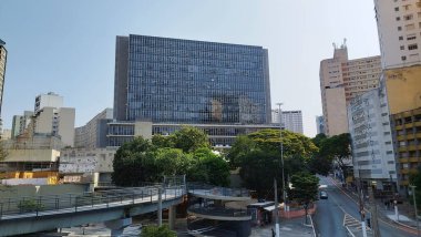 Sao Paulo (SP), Brezilya 10 / 07 / 2024 - Anchieta Sarayı Cephesi, Jacarei Viaduct merkezindeki Sao Paulo Şehir Konseyi karargahı (leandro chemalle / thenews2)
