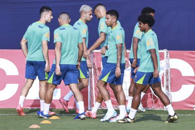 Sao Paulo (SP), 10 / 07 / 2024 - Brezilya Futbol Takımı 'nın Sao Paulo-SP' deki Barra Funda 'daki CT Palmeiras' ta eğitilmesi. Takım 2026 Dünya Kupası elemelerinde iki maç için hazırlanıyor. (Leco Viana / Newws2)
