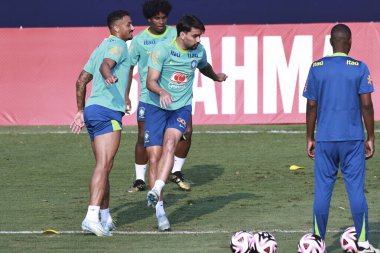 Sao Paulo (SP), 10 / 07 / 2024 - Brezilya Futbol Takımı 'nın Sao Paulo-SP' deki Barra Funda 'daki CT Palmeiras' ta eğitilmesi. Takım 2026 Dünya Kupası elemelerinde iki maç için hazırlanıyor. (Leco Viana / Newws2)