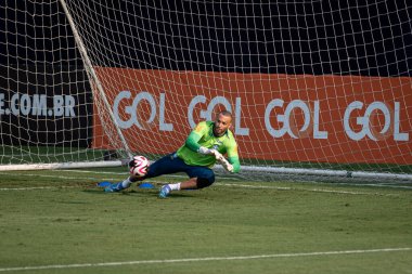 Sao Paulo (SP), 10/07/2024 - TRAINING/TEAM - Goalkeeper Weverton in training with the Brazilian National Football Team at CT Palmeiras, in Barra Funda, in Sao Paulo-SP, on the afternoon of this Monday, October 7, 2024. (Ronaldo Barreto/Thenews2) clipart