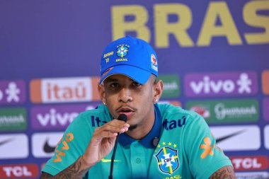 Sao Paulo (SP), 10 / 08 / 2024 - PreSS CONFERENCE / SELECTION / CBF / SP Player Savinho Brezilya Erkekler Ulusal Futbol Takımı için düzenlenen basın toplantısında, Barra Funda 'daki CT Palmeiras, Sao Paulo-SP, 8 Ekim 2024 (leco viana / thenews2)