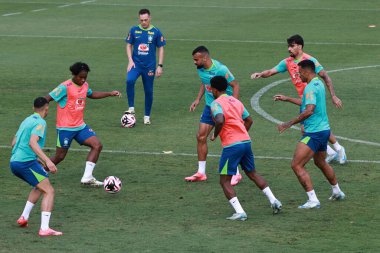 Sao Paulo (SP), 10 / 08 / 2024 - TRAINING / SELECTION / CBF / SP - Player Lucas Paqueta, Brezilya Erkekler Futbol Takımı eğitimi sırasında, Barra Funda 'da CT Palmeiras, Sao Paulo- SP, 8 Ekim 2024 (leco viana / thenews2)