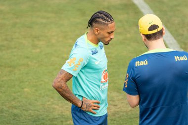 Sao Paulo (SP), 10 / 08 / 2024 - TREINING / TEAM - Raphina, 8 Ekim 2024 Salı günü öğleden sonra Brezilya Milli Futbol Takımı ile CT Palmeiras, Barra Funda, Sao Paulo-SP 'de antrenman yapıyor. Takım 2026 'daki iki maça hazırlanıyor.