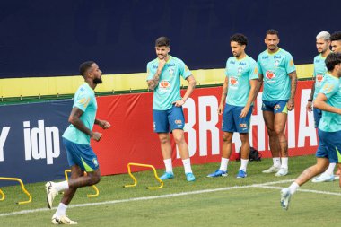 Sao Paulo (SP), 10 / 08 / 2024 - Brezilya Futbol Takımı 'nın CT Palmeiras, Barra Funda, Sao Paulo-SP' de antrenmanı, 8 Ekim 2024 Salı günü öğleden sonra. (leco viana / the newws2)