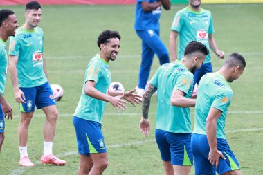 Sao Paulo (SP), 10 / 09 / 2024 - TRAINING / SELECTION / CBF / SP - Player Marquinhos, Brezilya Erkekler Futbol Takımı 'nın eğitimi sırasında, Barra Funda' daki CT Palmeiras 'da, Sao Paulo- SP, bu Çarşamba, 9 Ekim 2024. (Leco viana / the newws2)