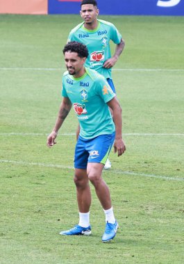 Sao Paulo (SP), 10 / 09 / 2024 - TRAINING / SELECTION / CBF / SP - Player Marquinhos, Brezilya Erkekler Futbol Takımı 'nın eğitimi sırasında, Barra Funda' daki CT Palmeiras 'da, Sao Paulo- SP, bu Çarşamba, 9 Ekim 2024. (Leco viana / the newws2)