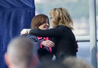 New York, USA, October 9, 2024: Governor Hochul Of New York Signs Gun Safety Legislation With Former Representative Gabby Giffords clipart