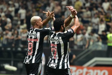 BELO HORIZONTE (MG), Brezilya 10 / 09 / 2024 Atletico-MG oyuncusu Deyverson, Brezilya MRV Stadyumu 'nda (Paulo / thews2) düzenlenen Brezilya Şampiyonası için geçerli olan Atletico ve Gremio arasındaki maçta attığı golü kutluyor.)