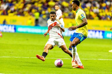 Brasilia (DF), 10 / 15 / 2024 - Peru oyuncusu Edison Flores, Brezilya ile Peru arasındaki maçta, 2026 Dünya Kupası elemeleri için geçerli, Arena BRB Mane Garrincha (ronaldo barreto / thews2)