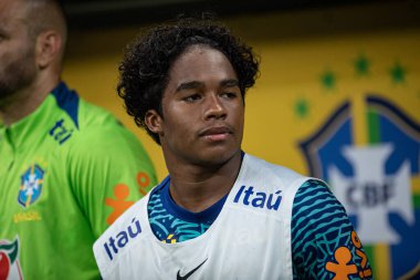 Brasilia (DF), 10 / 15 / 2024 - Brezilya ile Peru arasındaki maçtan önce Endrick, 2026 Dünya Kupası elemeleri için geçerli, 15 Ekim 2024 akşamı, Arena BRB Mane Garrincha 'da. (ronaldo barreto / the newws2)