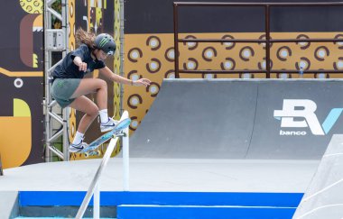 Rio de Janeiro (RJ), 10 / 18 / 2024 - STU / SKATE / PRACA DO / STREET / PARK Skater Rayssa Leal, STU Pro Tour turnuvası sırasında ulusal ve uluslararası sahnedeki ana patencilerin yer aldığı turnuva. (Erica Martin / The Newws2) 