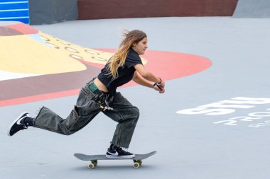 Rio de Janeiro (RJ), 10 / 18 / 2024 - STU / SKATE / PRACA DO / STREET / PARK Skater Fernanda Tonissi, STU Pro Tour turnuvası sırasında ulusal ve uluslararası sahnedeki ana patencilerin yer aldığı turnuva. (Erica Martin / The Newws2) 