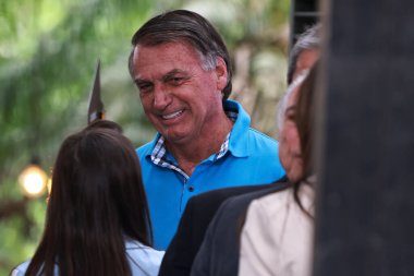 Sao Paulo (SP), 10 / 22 / 2024 - POLITICS / RICARDO NUNES / BOLSONARO / SP - Brezilya eski Başkanı Jair Bolsonaro ve aday Ricardo Nunes (MDB), öğle yemeğine katılıyor (leco viana / thenews2) 