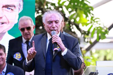 Sao Paulo (SP), 10/22/2024 - Former President of Brazil Michel Temer, participates in a lunch in support of the re-election of Mayor Ricardo Nunes (MDB) with the presence of former President Jair Messias Bolsonaro. (Leco Viana/thenews2) clipart