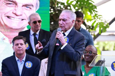 Sao Paulo (SP), 10 / 22 / 2024 - Eski Brezilya Cumhurbaşkanı Michel Temer, eski Cumhurbaşkanı Jair Messias Bolsonaro 'nun da katılımıyla Belediye Başkanı Ricardo Nunes' in (MDB) yeniden seçilmesini destekleyen bir yemeğe katıldı. (Leco Viana / the newws2)