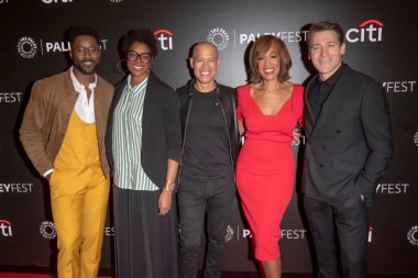 22 Ekim 2024 - New York, ABD: (L-R) Nate Burleson, Vladimir Duthiers, İdari Yapımcı Shawna Thomas, Gayle King ve Tony Dokoupil 22 Ekim 2024 'te PaleyFest 2024' te Paley Müzesi 'nde yapılan 