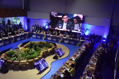 Brezilya, Natal, 10.24.2024 - CGU bakanı G20, vinicius marques de Carvalho ve Rio Grande do Norte valisi Fatima Bezerra, g20 bakanlar toplantısından önce bir basın toplantısına katılacak. (Jose Aldenir / Newws2)