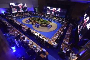 Brezilya, Natal, 10.24.2024 - CGU bakanı G20, vinicius marques de Carvalho ve Rio Grande do Norte valisi Fatima Bezerra, g20 bakanlar toplantısından önce bir basın toplantısına katılacak. (Jose Aldenir / Newws2)