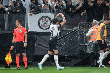 Sao Paulo (sp), Brezilya 10 / 24 / 2024 - Yuri Alberto, Corinthians ve race-arg arasındaki maçta attığı golü kutluyor, Conmebol sulamericana yarı finalinin ilk ayağı (ronaldo barreto / theenews2)
