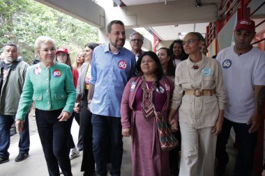 Sao Paulo, (sp) Brazil - 10 / 27 / 2024 - Sao Paulo, guilherme Boulos (Psol) belediye başkan yardımcısı adayı, Marta Suplicy, Marina Silva (fabricio bomjardim / thenews2))