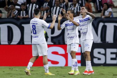 Fortaleza (ce), 10 / 26 / 2024 - paysandu oyuncuları Ceara (ce) ile paysandu (pa) arasındaki maçta ilk kaleyi 2024 Brezilya şampiyonlarının 34. turu için kutluyorlar. (Lc Moreira / Thews2)