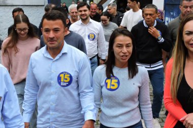 Sao Paulo (sp), Brezilya 10 / 27 / 2024 - Ricardo rahibelerinin biletindeki belediye başkan yardımcısı adayı, Albay Melo Araujo Sao Jorge Park 'taki E.E profesörü Benedita Ribas f. Silveira devlet okulunda (leandro chemalle / thenews2)