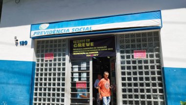 Sao Paulo (sp), Brezilya 10 / 31 / 2024 - Santo Amaro, Sao Paulo 'nun güney bölgesindeki iç birimin ön cephesi bu perşembe (31). Inss çalışanları 100 günden fazladır grevde (leandro chemalle / the new ws2)