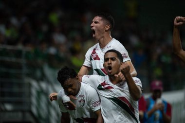 Sao paulo (sp), Brazil 11/01/2024 - isaque celebrates his goal in the match between palmeiras and fluminense, valid for the final of the brazilian under-17 football championship (ronaldo barreto / thenews2) clipart