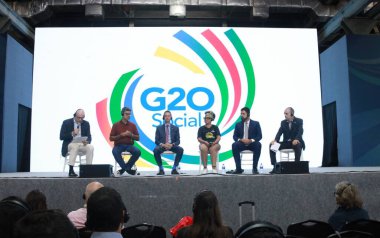 Rio de janeiro (rj), 14//11/2024  security/g20/rj  head of mission of the iom brazil, paolo caputo participates in a g20 panel, this thursday, november 14, 2024.  (Onofre Veras / thenews2) clipart