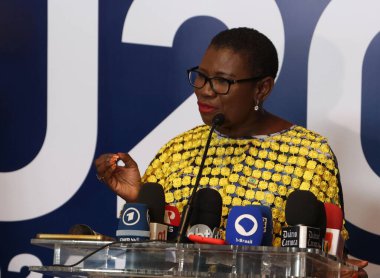 Rio de Janeiro (rj), 11 / 17 / 2024 - kolektif / g20 / onu / rj- Rio de Janeiro Eduardo paes belediye başkanı, aki sawyerr, freetown belediye başkanı, Sierra leone 'nin başkenti, basına toplu bir röportaj veriyor. (Leco Viana / Newws2)