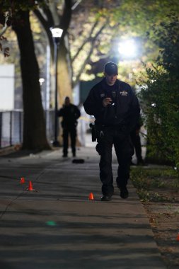 brooklyn, new york, usa, November 17, 2024: at approximately 9:56 p.m., sunday evening a 28-year-old man was shot in the leg. 28-year-old man shot in the leg at 345 livonia avenue in the brownsville section of brooklyn. (Aleksandrs Gimburgs/Thenews2) clipart