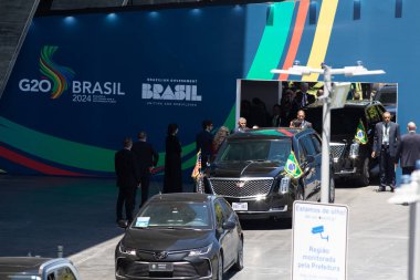 Rio de janeiro, (rj), Brazil 11/18/2024 - arrival of the united states delegation for the 2024 g20 summit, held this monday (18), at the museum of modern art (mam) (erica martin / thenews2) clipart