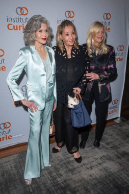 November 01, 2024, new york, new york, usa: (l-r) jane fonda, susan gutfreund and susan blumenthal attend the marie curie legacy gala 2024 honoring jane fonda at the rainbow room (credit: m10s / tthenews2) clipart