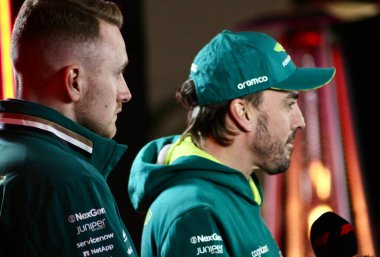 Formül 1 Las Vegas Grand Prix. 20 Kasım 2024, Las Vegas, Nevada, ABD: fernando alonso ve Lance Walk of Aston Martin 21-23 Kasım 2024 tarihleri arasında Las Vegas Grand Prix 'de basın toplantısı düzenledi. (niyi fote / the new ws2) 