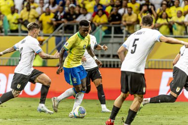 Salvador (ba), 11 / 19 / 2024 qualifiers / brrazil / uruguay / ba vinicius jr in the match of brezille ve uruguay arasında oynanan karşılaşma sırasında, Salvador şehrinde düzenlenen 2026 Dünya Kupası elemelerinin 12. turu için geçerlidir. (pedro paulo diaz\ yeni2)