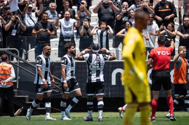 Sao Paulo (sp), 11 / 20 / 2024 - brasileiro / corinthians vs cruzeiro - memphis depay, Corinthians ve cruzeiro arasındaki maçtaki amacını 2024 Brezilya futbol şampiyonasının 34. turu için geçerli olarak kutluyor. (ronaldo barre to\ the new 2) 