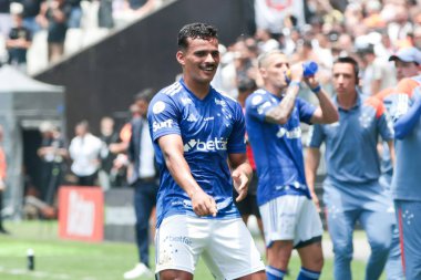 Sao paulo (sp), 11/20/2024 - kaiki bruno from cruzeiro celebrates a goal in the match between corinthians and cruzeiro for the 34th round of the 2024 brazilian championship of series a. (tomze fonseca\thenews2) clipart