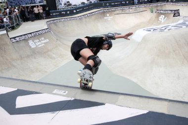 Sao Paulo, (sp) - 11 / 23 / 2024 - stu / esporte / sp - marina lima bu cumartesi sabahı Stu, Sao Paulo 'daki kadınlar kaykay parkının yarı finalinde (23) Stu Paten Parkı' nda, Villa Lobos Park 'ın içinde. (Fabricio Bomjardim / The Newws2)