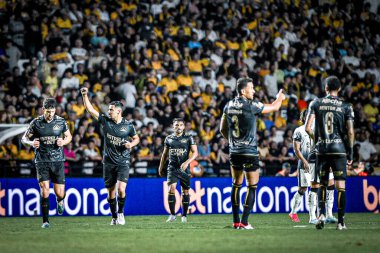 Criciuma (sc), 11/30/2024 - criciuma players celebrate a goal in the game between criciuma and corinthians, valid for the 35th round of the 2024 brazilian football championship (richard ferrari / thenews2) clipart