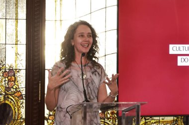 Sao Paulo (sp), Brezilya 12 / 03 / 2024 - filozof Marcia Tiburi, Danilo Santos de Miranda Enstitüsü 'nün açılışında, Brezilyalı sosyolog ve filozof, ülke kültürünün en büyük isimlerinden biri (leco viana / thenews2)