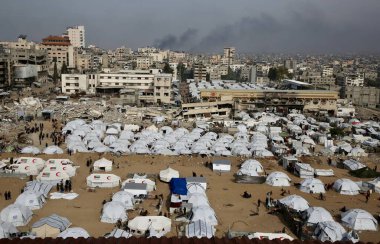 December 8, 2024, gaza, palestine: these are the displacement camps from jabalia and beit lahia in the northern gaza strip to central gaza, the abu khadra government area, the yarmouk. (hashem zimmo/thenews2) clipart