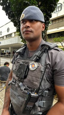 Sao paulo (sp), Brazil 12/10/2024 pm body cameras that will be mandatory in the entire corporation with determination by minister luis roberto barroso, of the stf, orders the uninterrupted use of body cameras by the military (slaim brito / thenews2) clipart