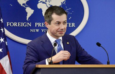 Transportation Secretary Buttigieg Holds News Conference on Thanksgiving Holiday Travel (niyi fote / thenews2) clipart