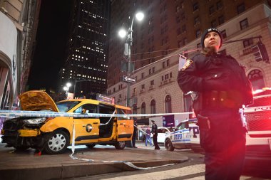 Wednesday, december 25, 2024, herald square, manhattan, new york, usa: multiple pedestrians struck by a new york city taxi at west 34th street and sixth avenue in the herald square section of manhattan, new york on christmas day (kyle mazza\thenews2) clipart